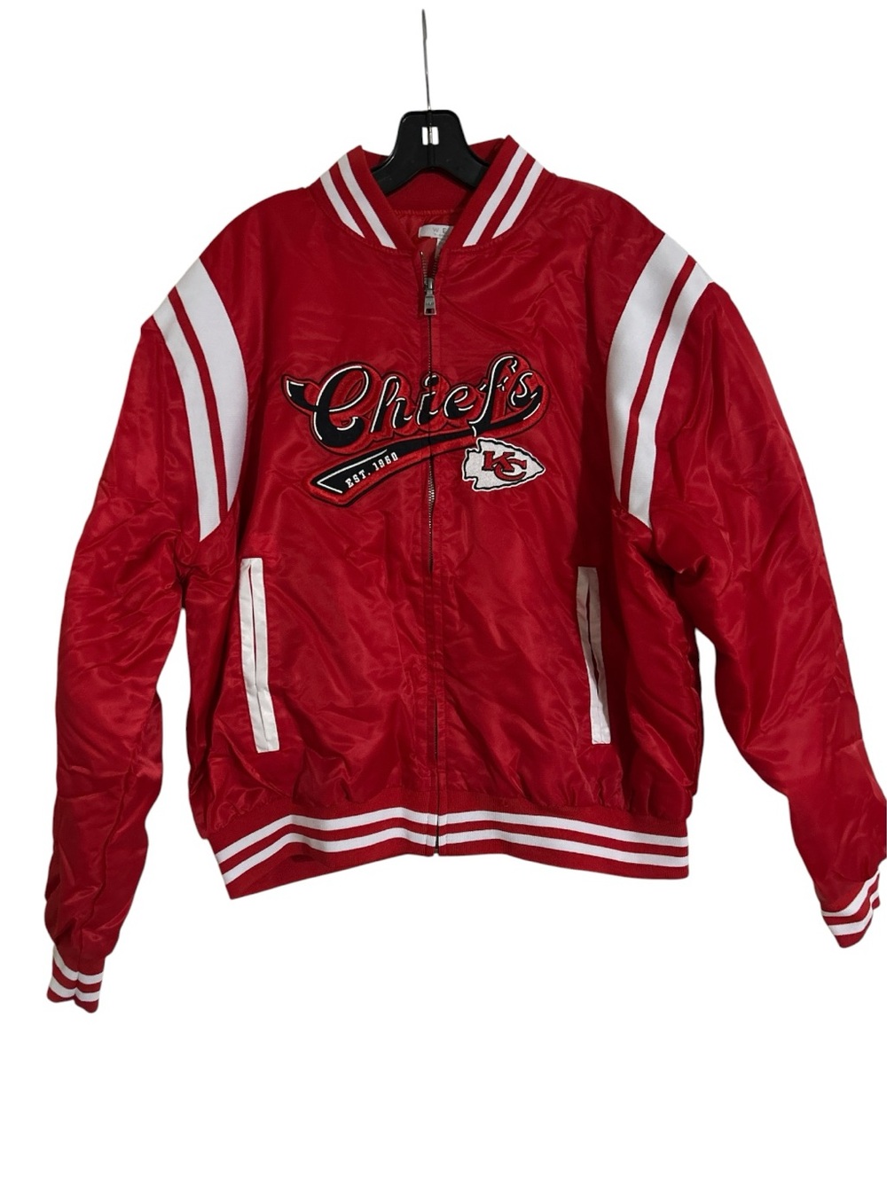 Women’s Kansas City Chiefs Red Satin Bomber Jacket XXL